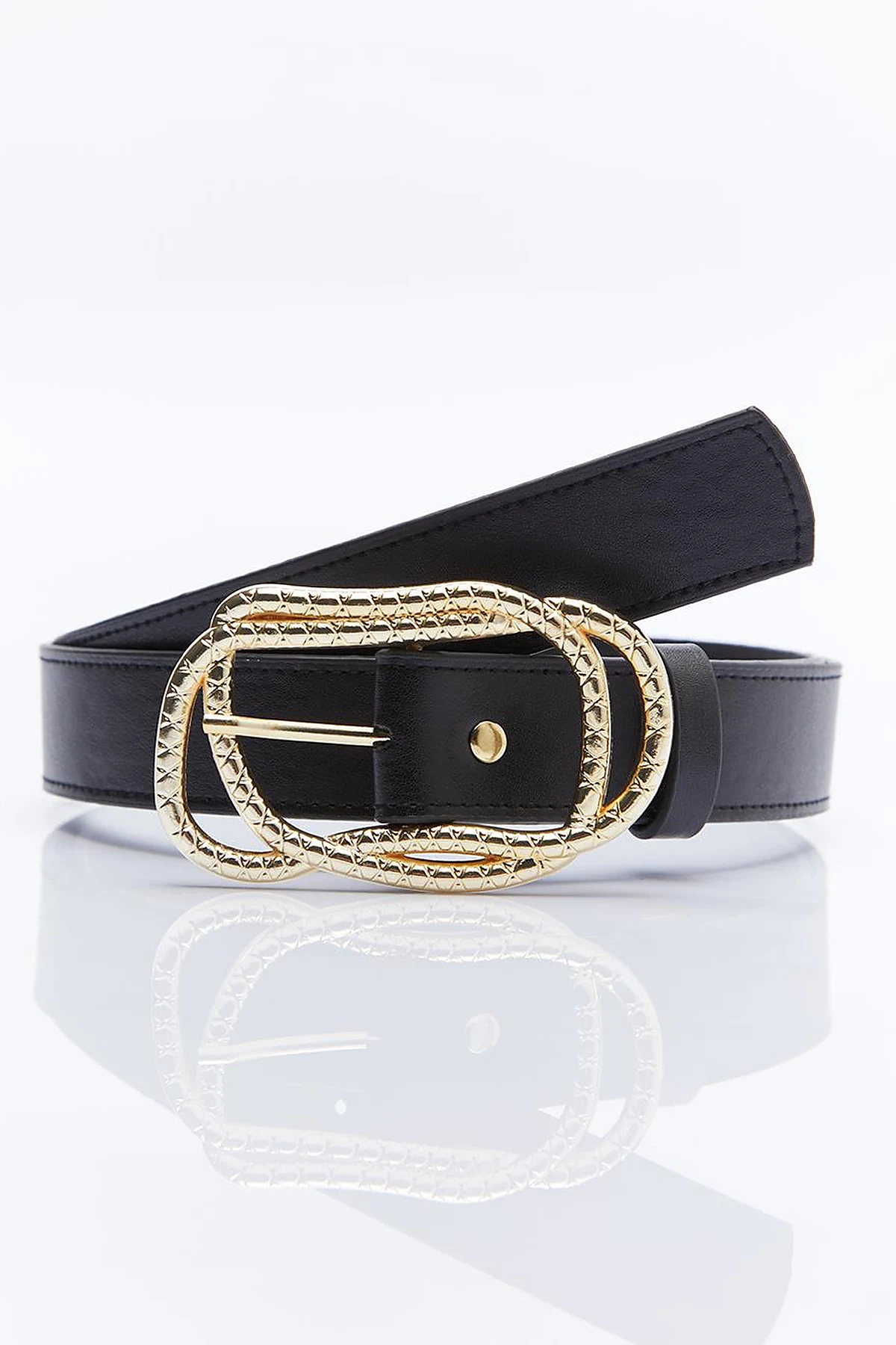 Belt with Double Metal Buckle Black Gold