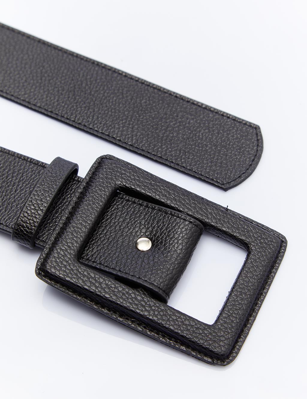Belt with Plated Buckle Black