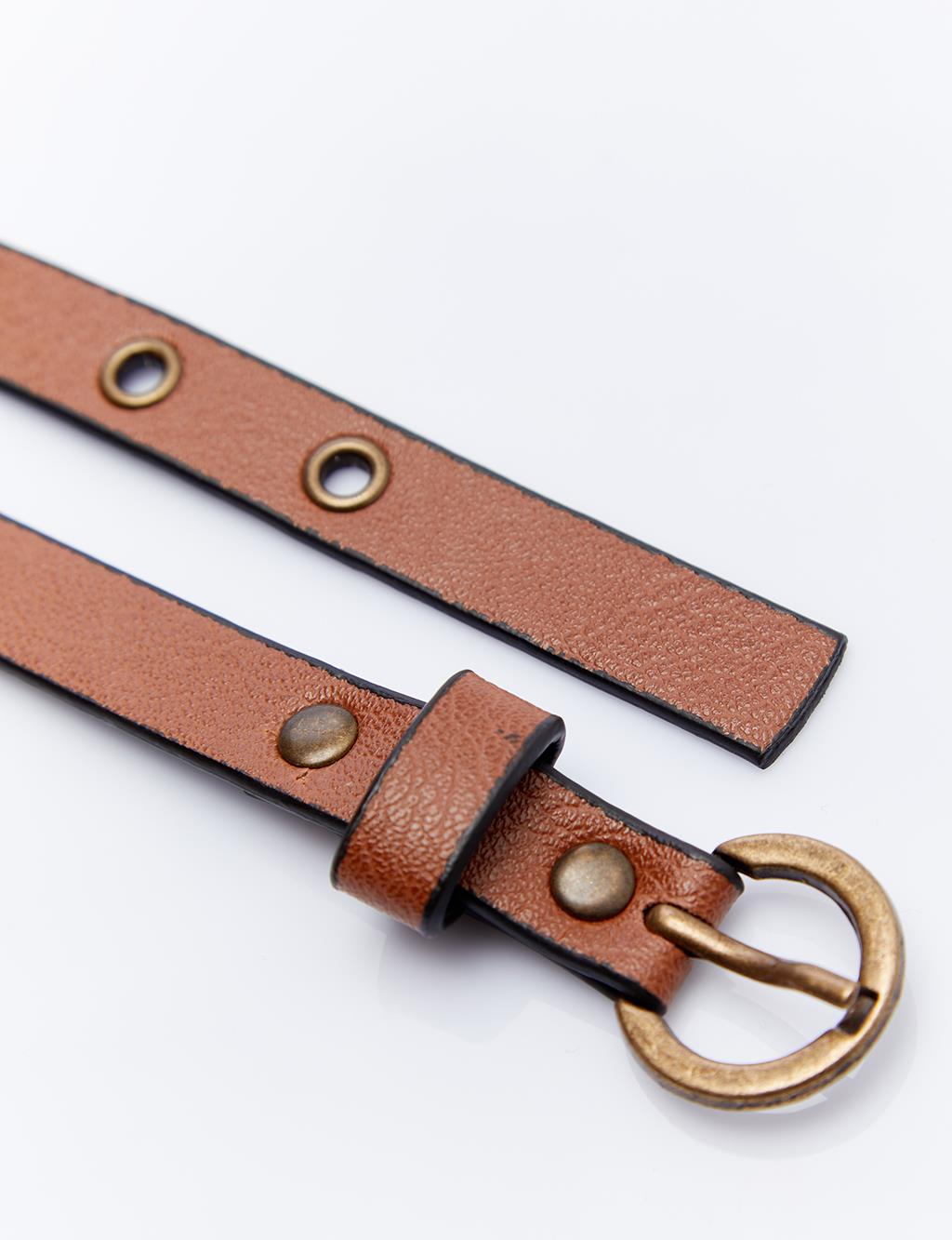 Double Sided Belt Brown with Bronze Buckle