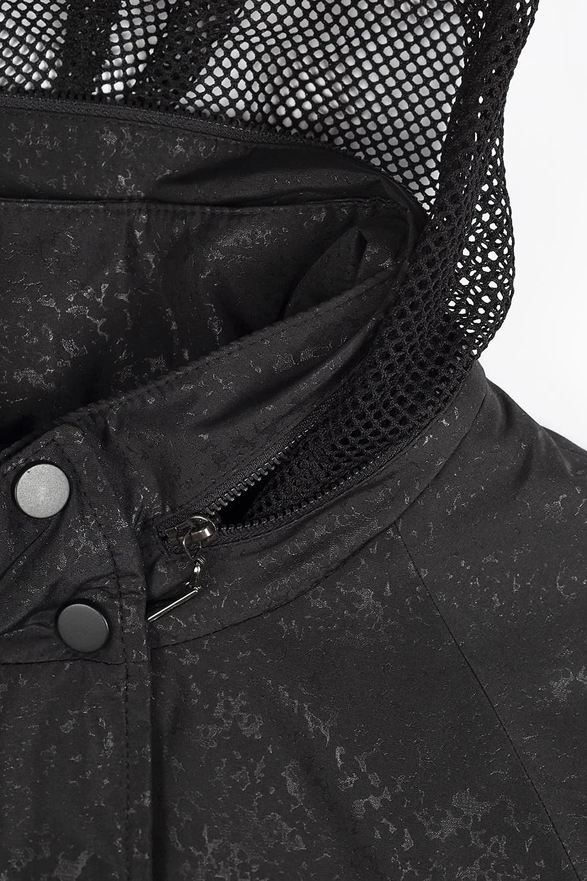 Netted Concealable Hooded Coat Black