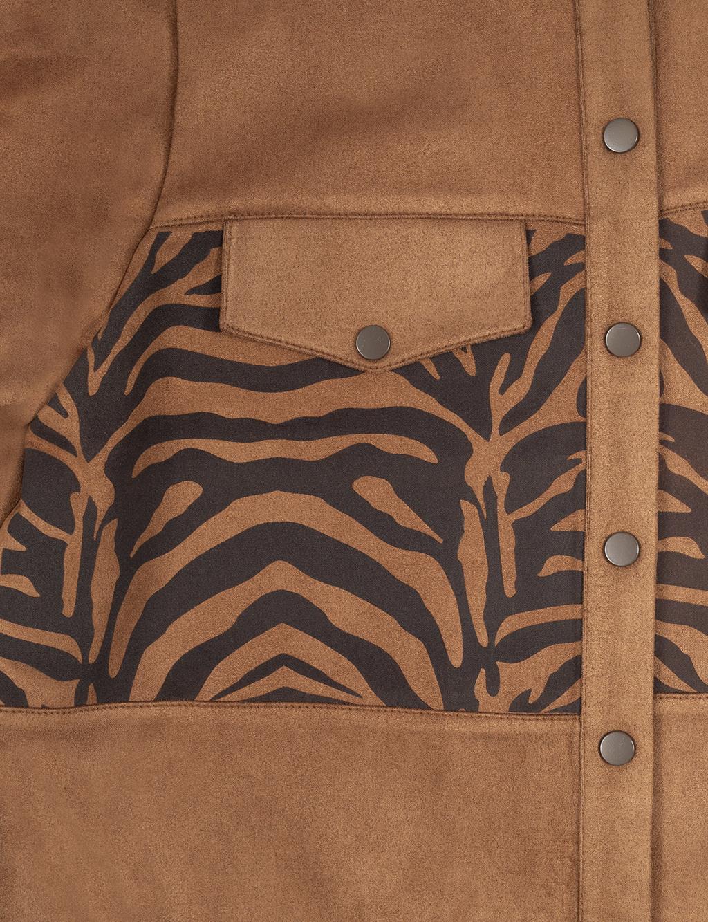  Animal Print Printed Suede Brown Tunic 