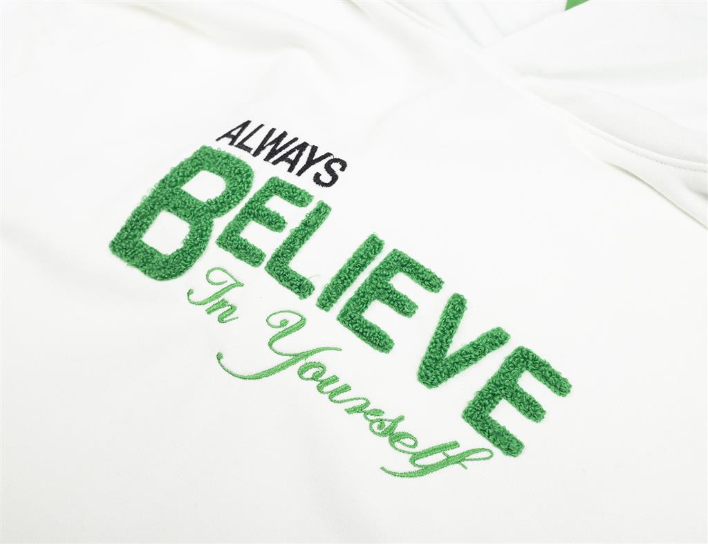 Three-Ply Embroidered Text Sweatshirt Ecru
