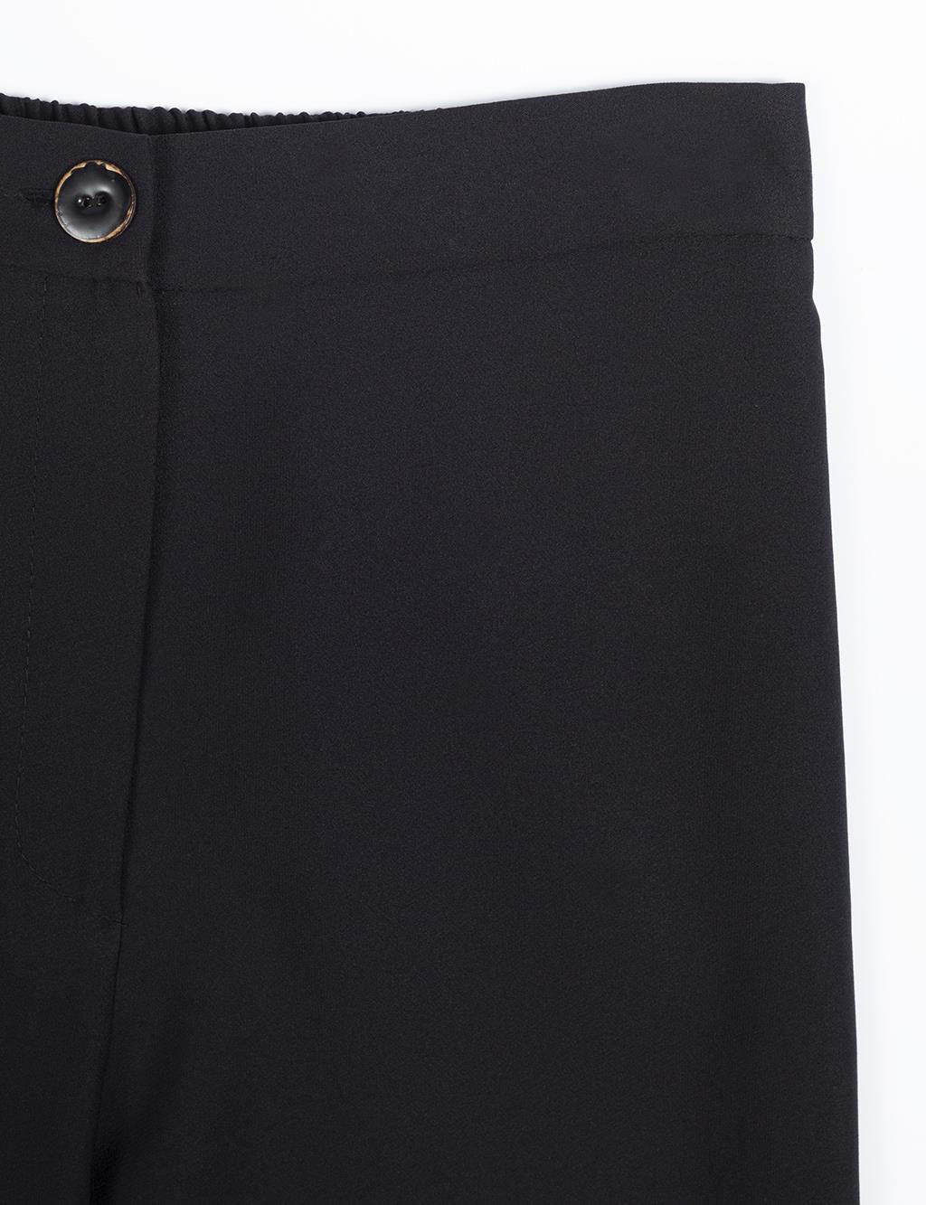 Düğme Detaylı Beli Lastikli Pantolon Siyah