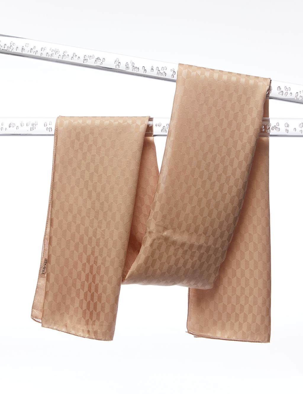 Jakarlı Dokuma Şal Petek Desen Bej