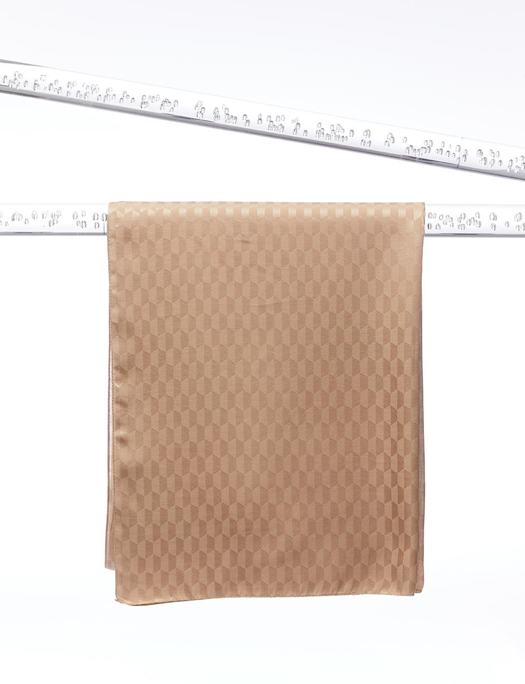 Jakarlı Dokuma Şal Petek Desen Bej