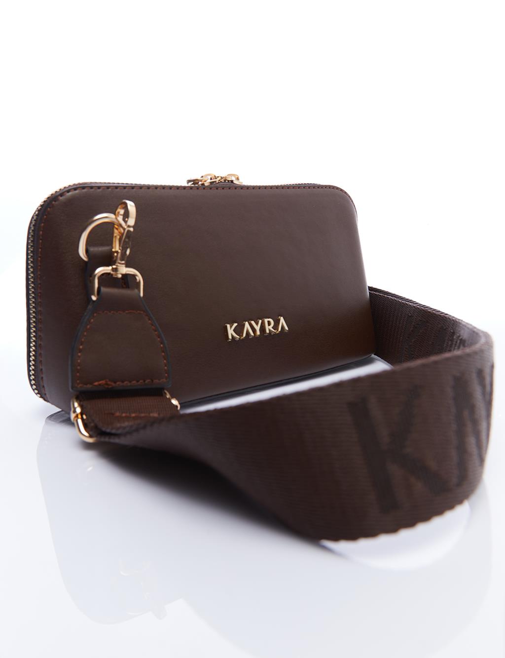 Dikdörtgen Form Çapraz Askılı Çanta Kahve