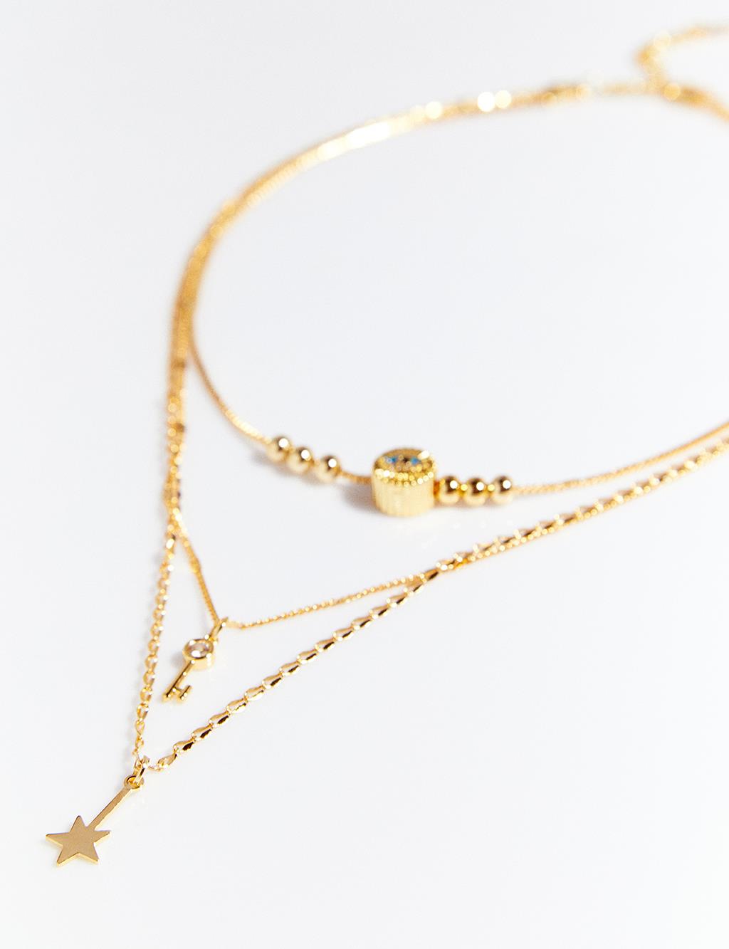 Multiple Minimal Figure Necklace Gold