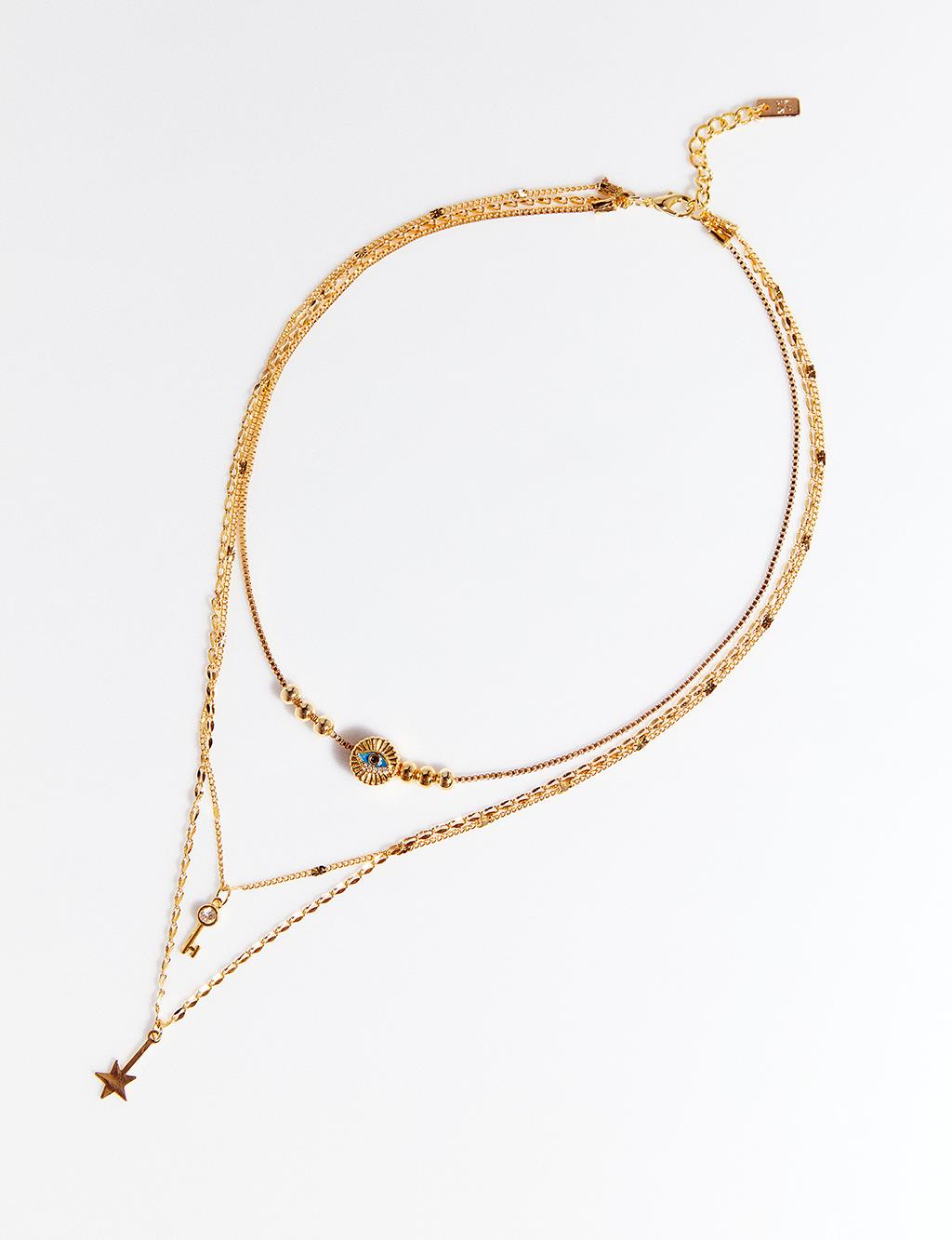 Multiple Minimal Figure Necklace Gold