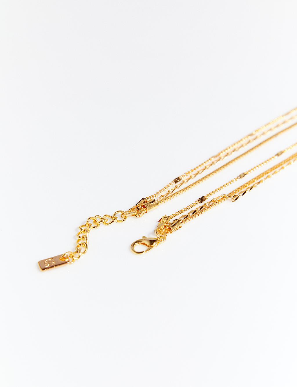Multiple Minimal Figure Necklace Gold