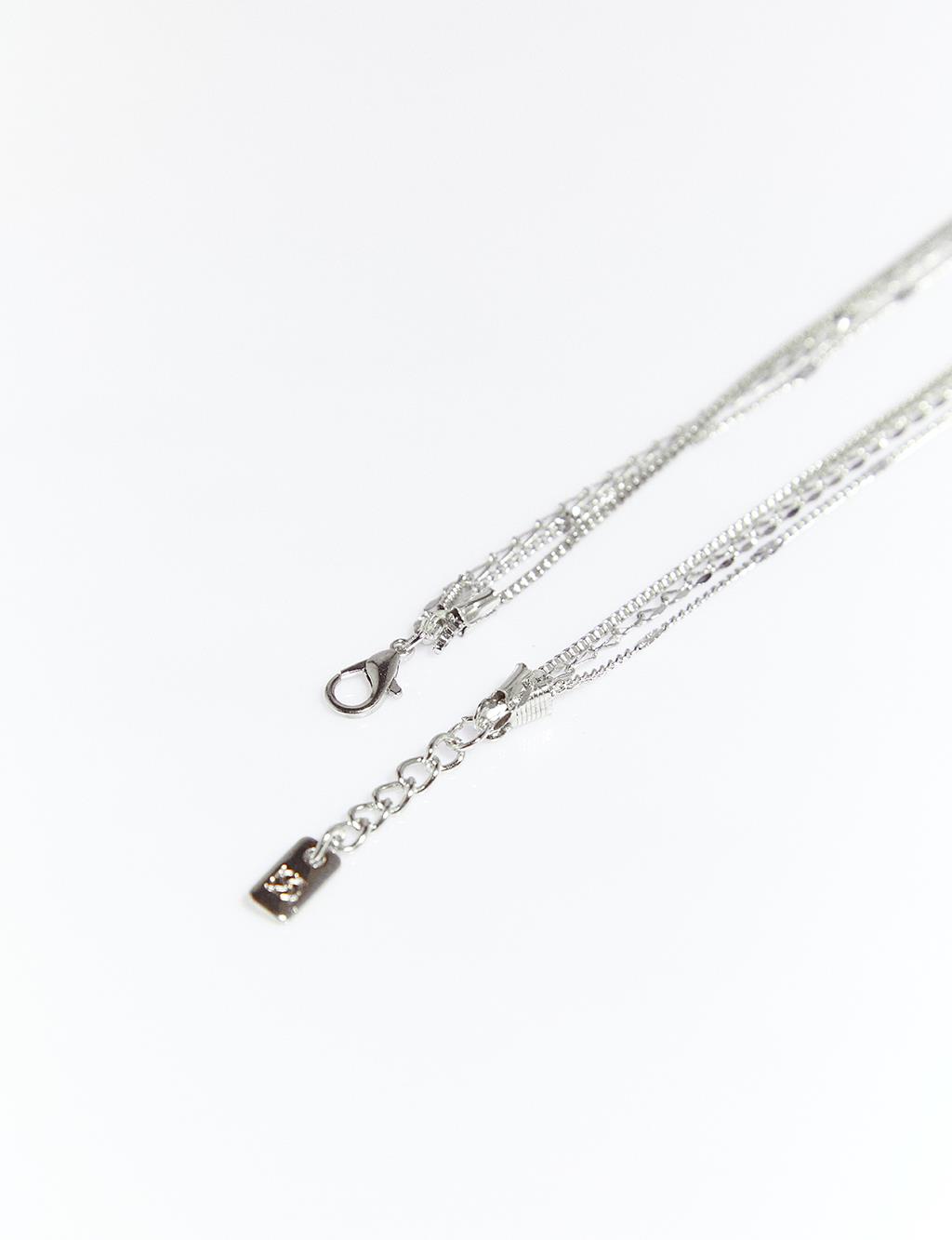 Multiple Minimal Figure Necklace Silver