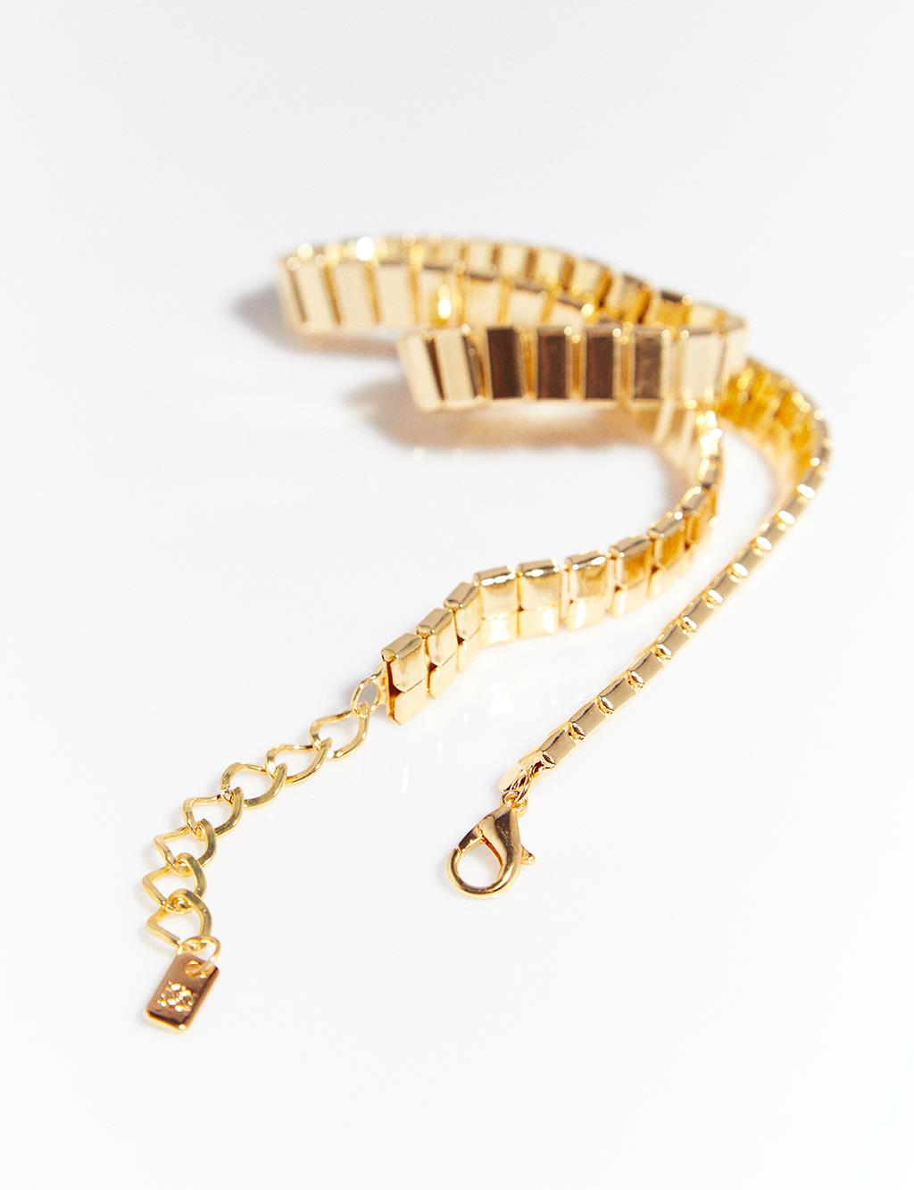 Cut Bead Row Necklace Gold