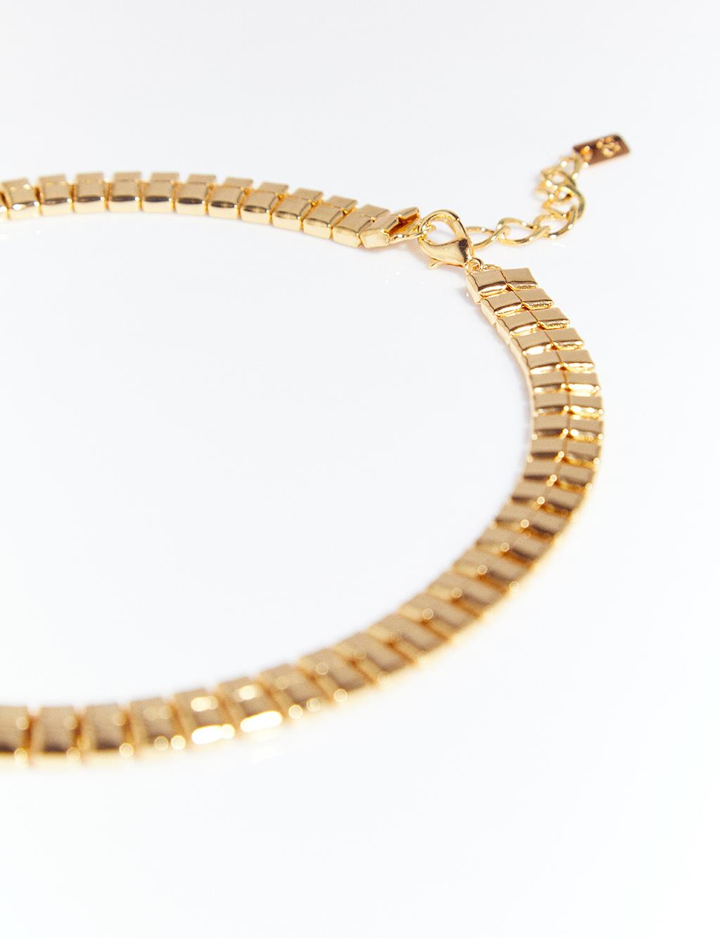 Cut Bead Row Necklace Gold