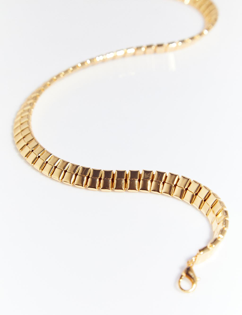 Cut Bead Row Necklace Gold
