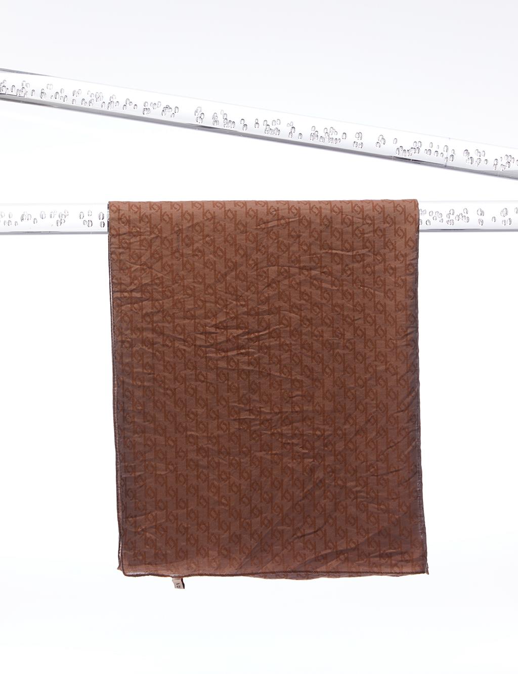 Jacquard Monogram Viscose Woven Shawl Brown