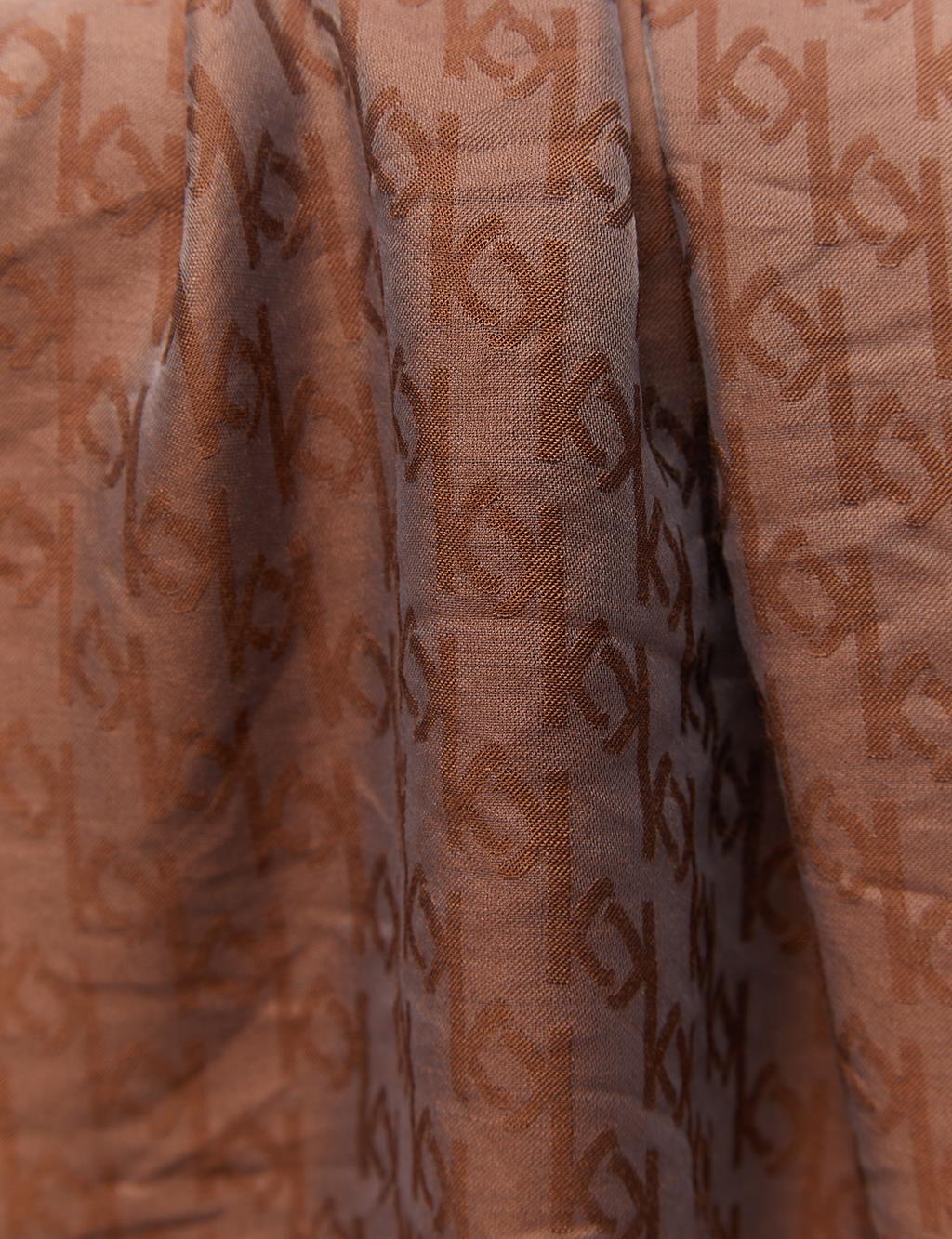 Jacquard Monogram Viscose Woven Shawl Brown