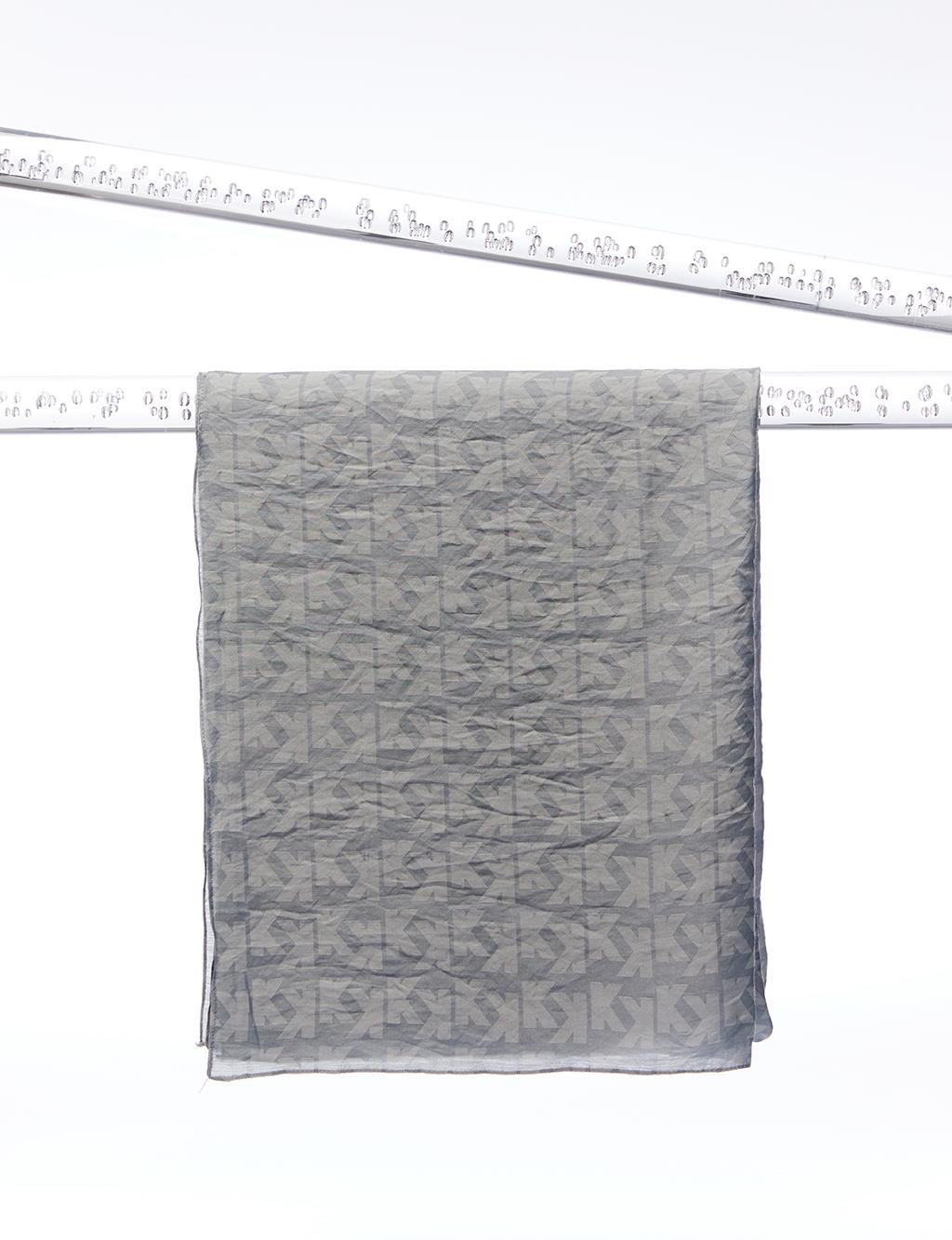 Monogram Jacquard Viscose Woven Shawl Gray