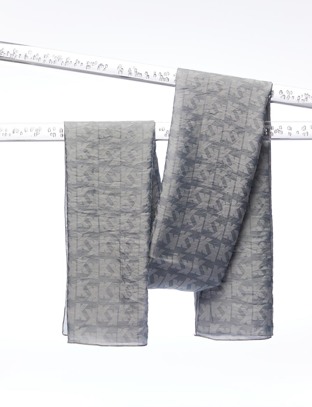 Monogram Jacquard Viscose Woven Shawl Gray