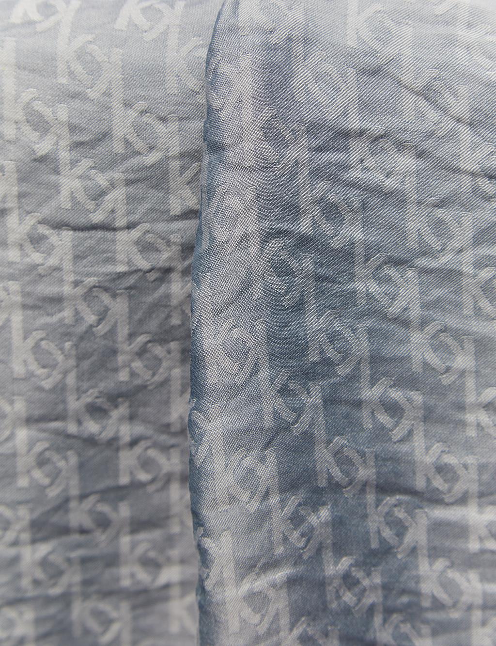 Jacquard Monogram Viscose Woven Shawl Gray