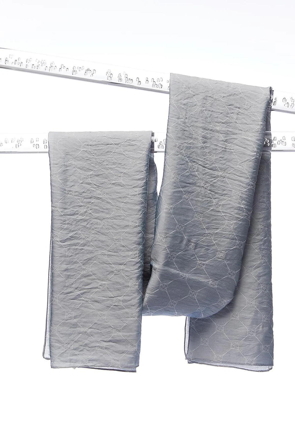 Hexagon Monogram Jacquard Viscose Woven Shawl Gray