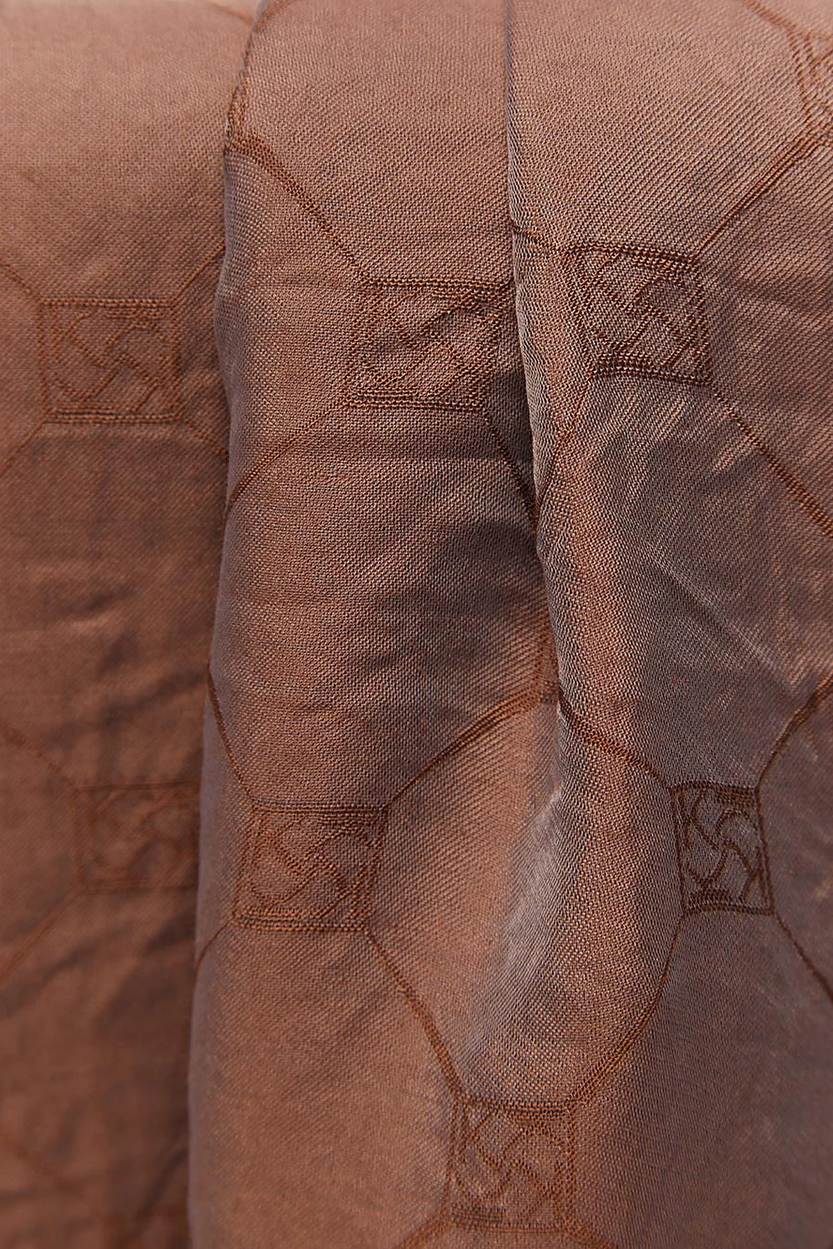 Hexagon Monogram Jacquard Viscose Woven Shawl Brown