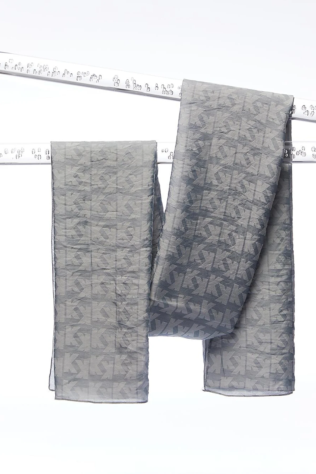Monogram Jacquard Viscose Woven Shawl Gray