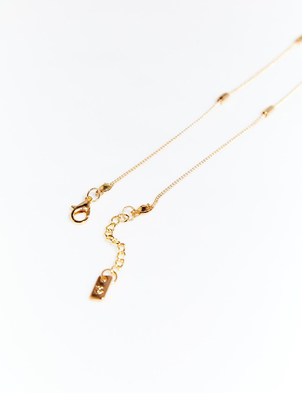 Cut Bead Detailed Necklace Gold