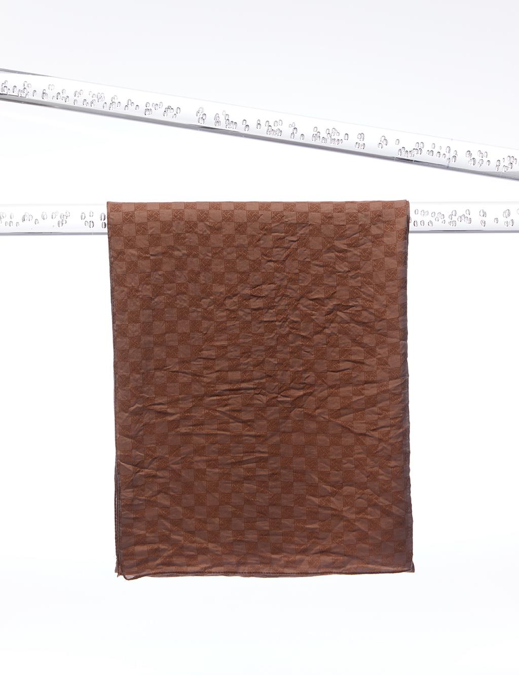 Checker Monogram Jacquard Viscose Shawl Brown