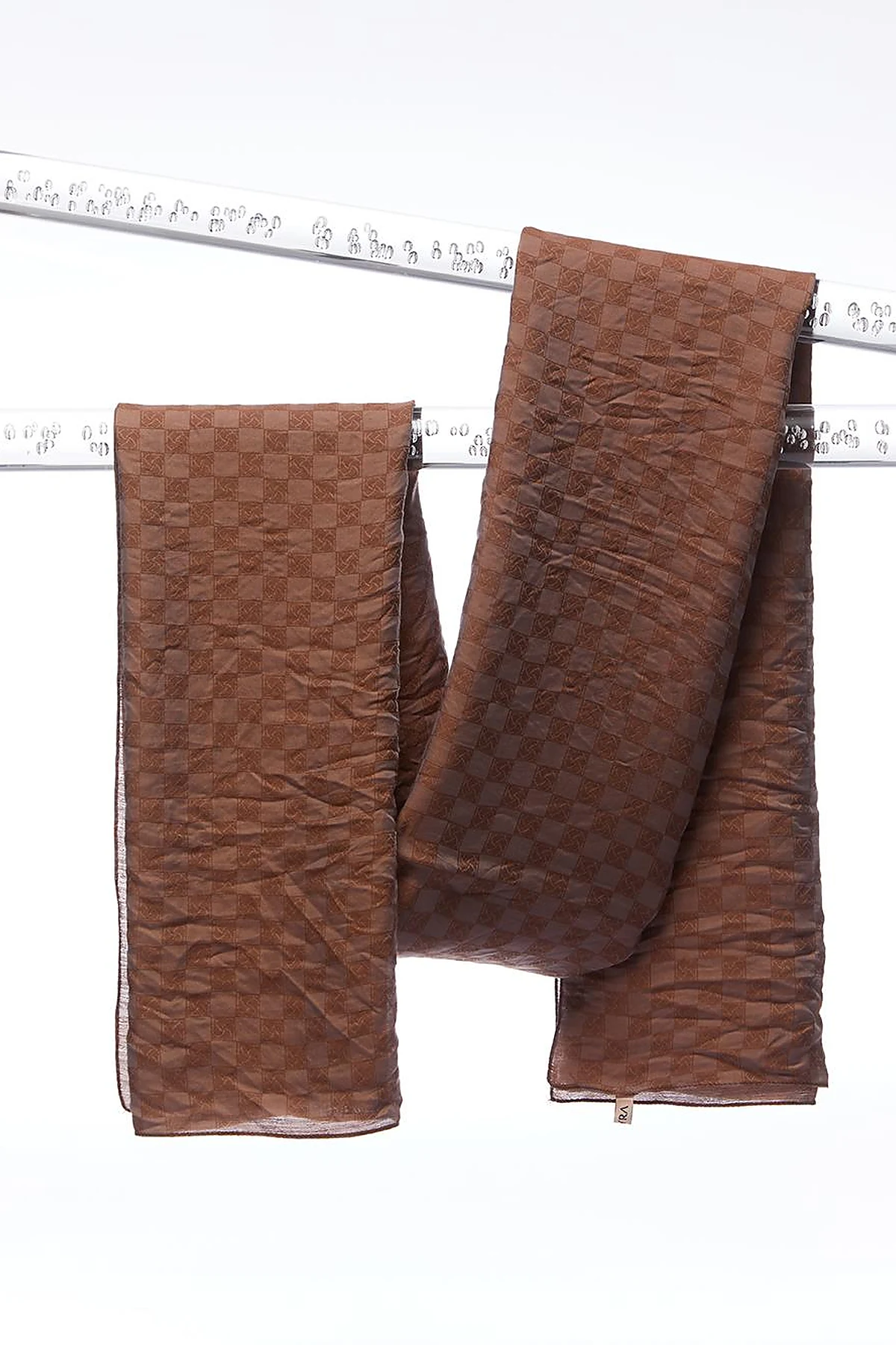 Checker Monogram Jacquard Viscose Shawl Brown