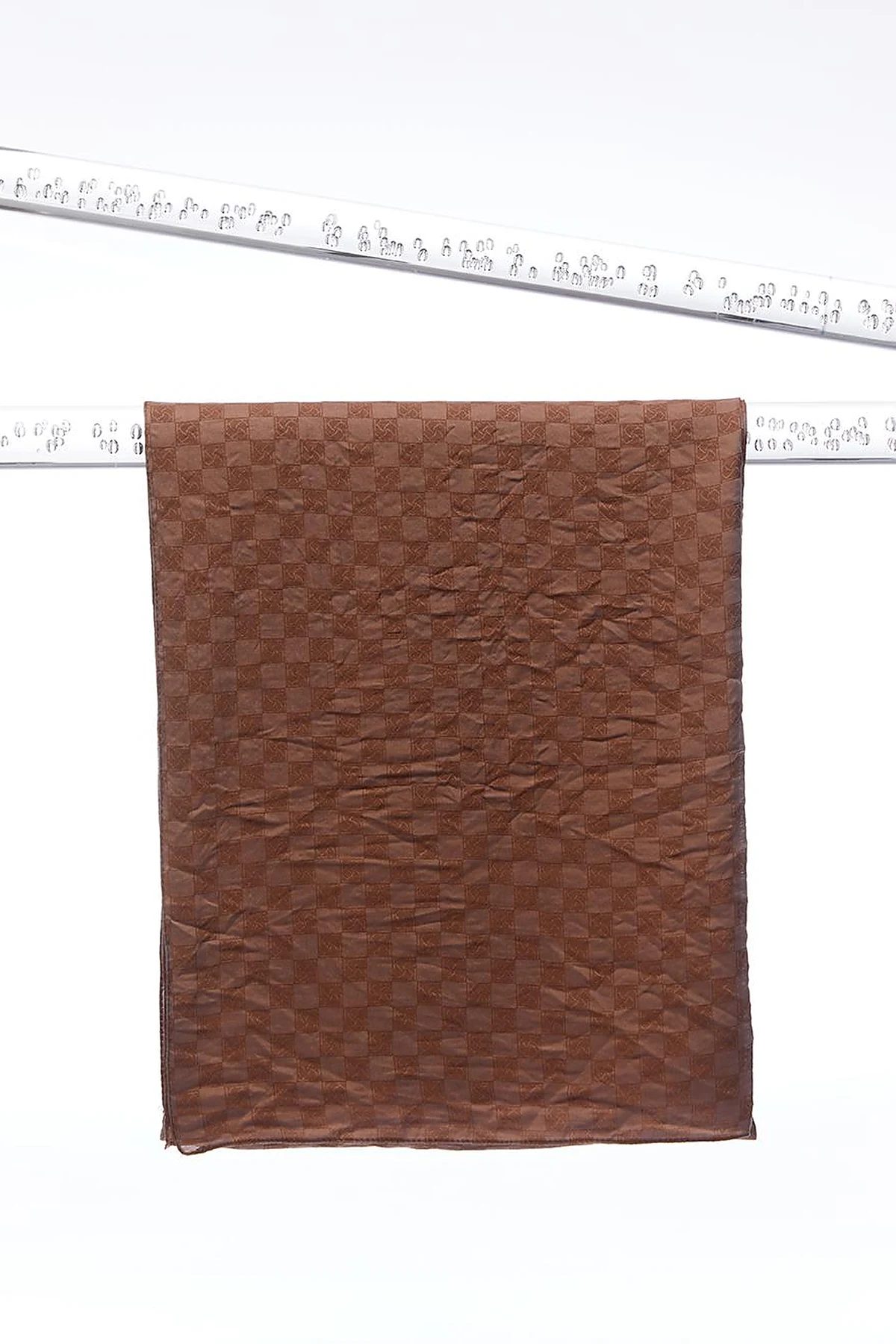 Checker Monogram Jacquard Viscose Shawl Brown