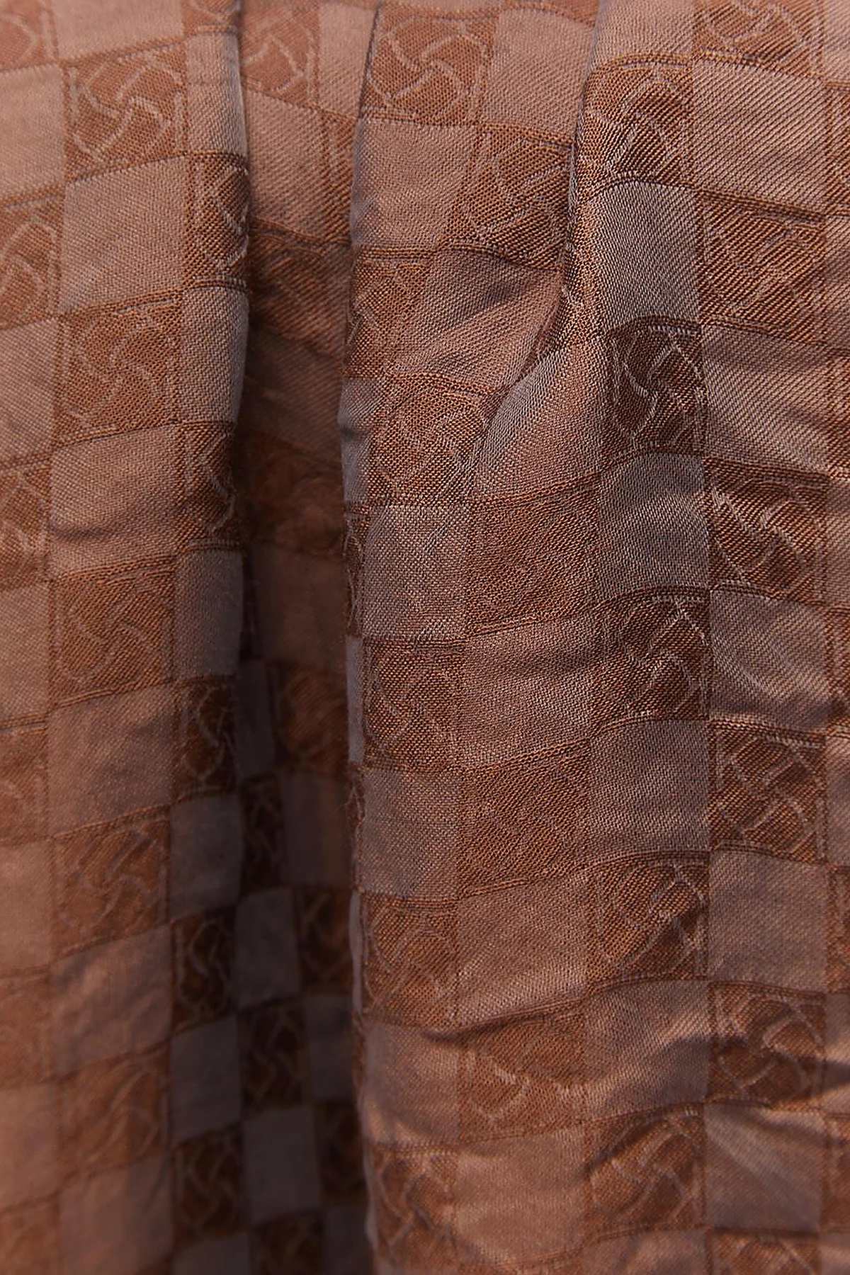 Checker Monogram Jacquard Viscose Shawl Brown