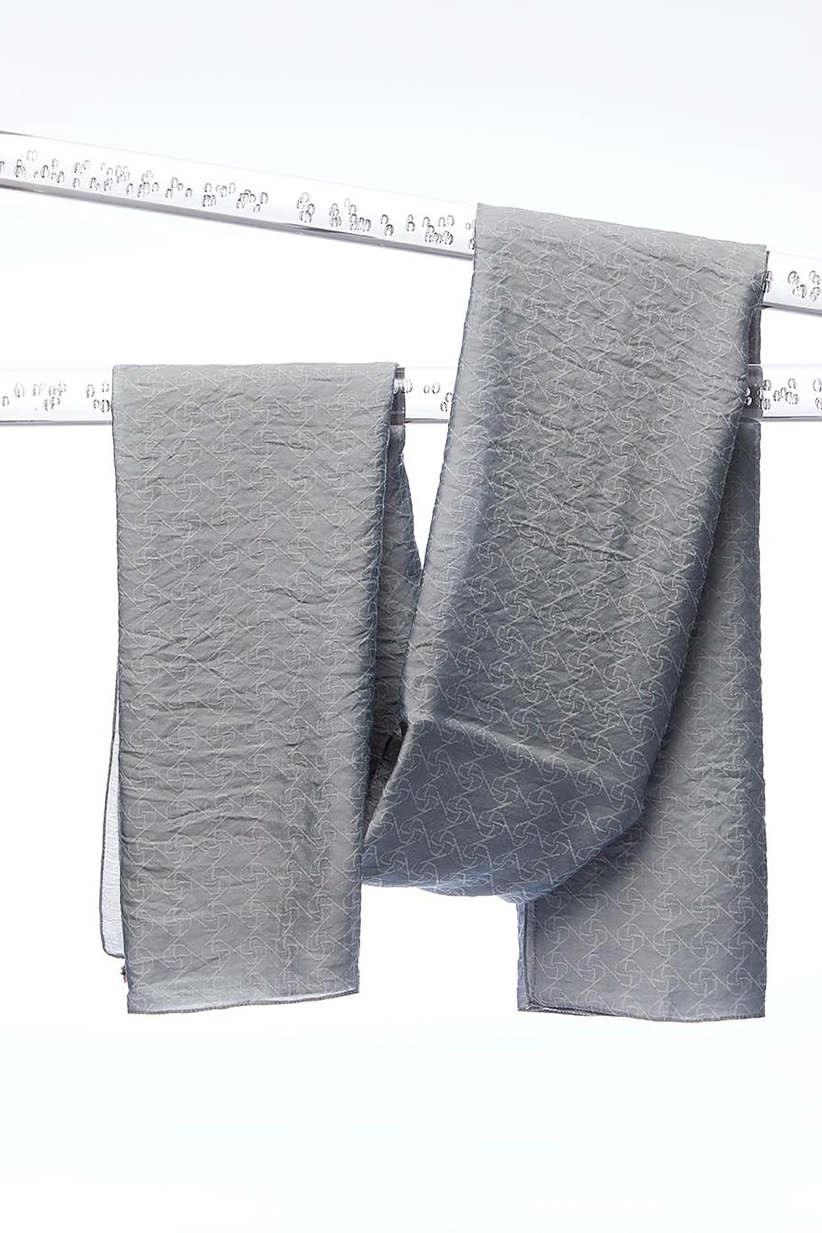 Square Monogram Jacquard Viscose Woven Shawl Gray