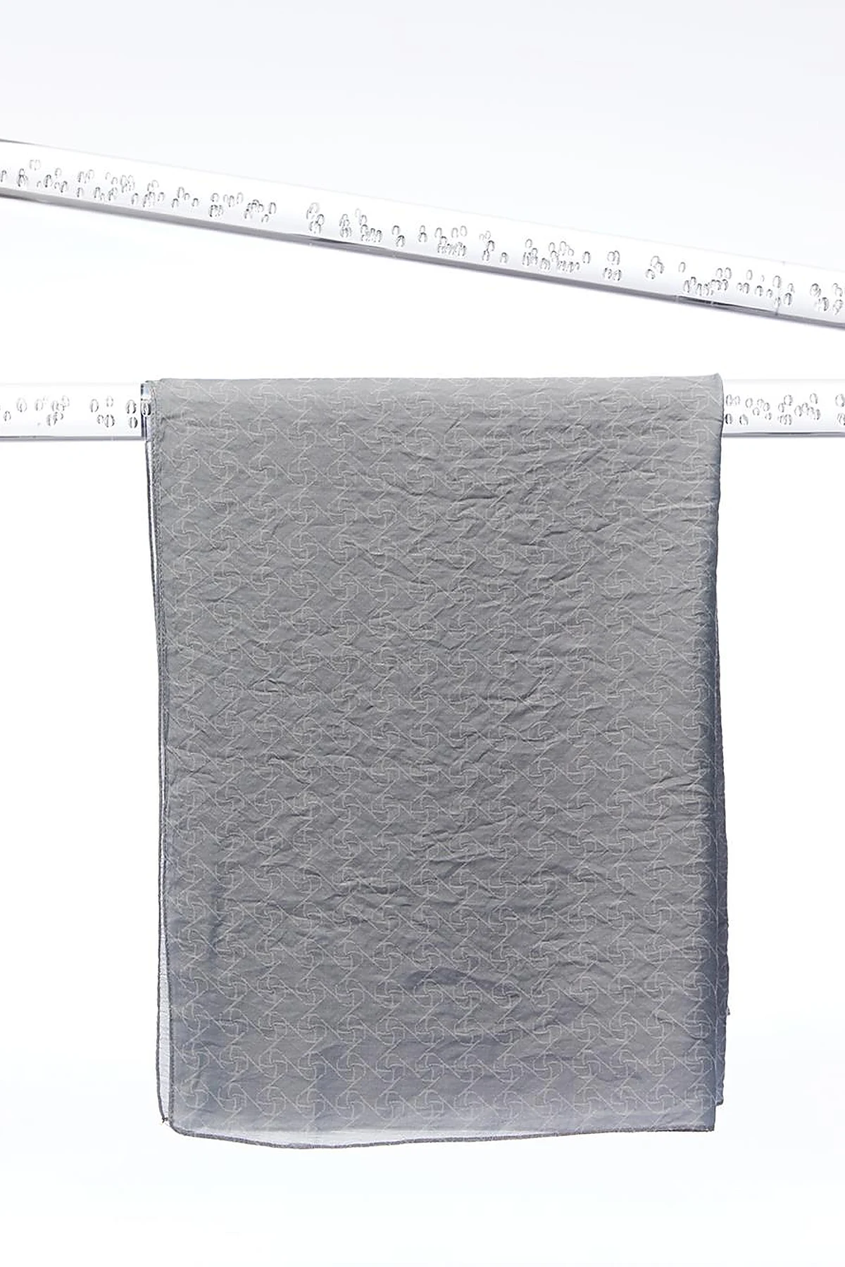 Square Monogram Jacquard Viscose Woven Shawl Gray