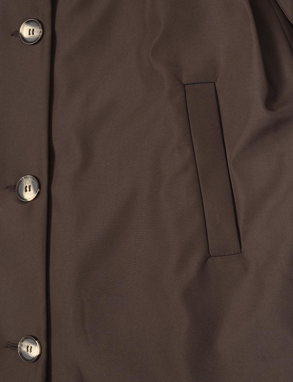Hood Detailed Top Coat Dark Brown