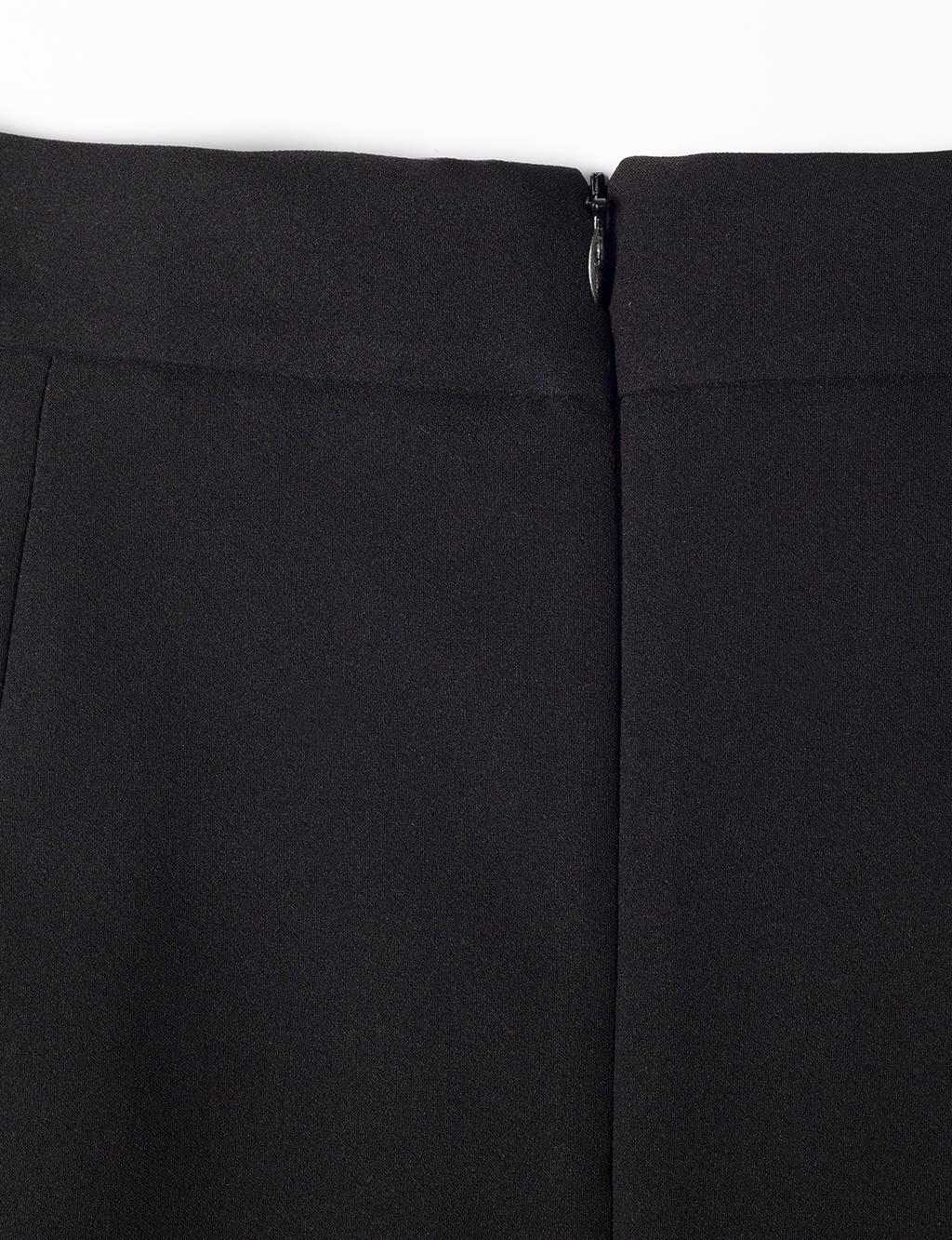 Zipper and Pleat Detailed Skirt Black