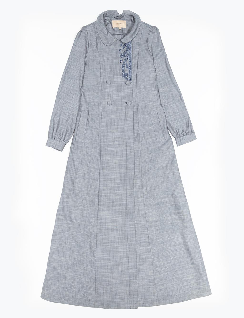 Baby Collar Button Detailed Dress Navy Blue
