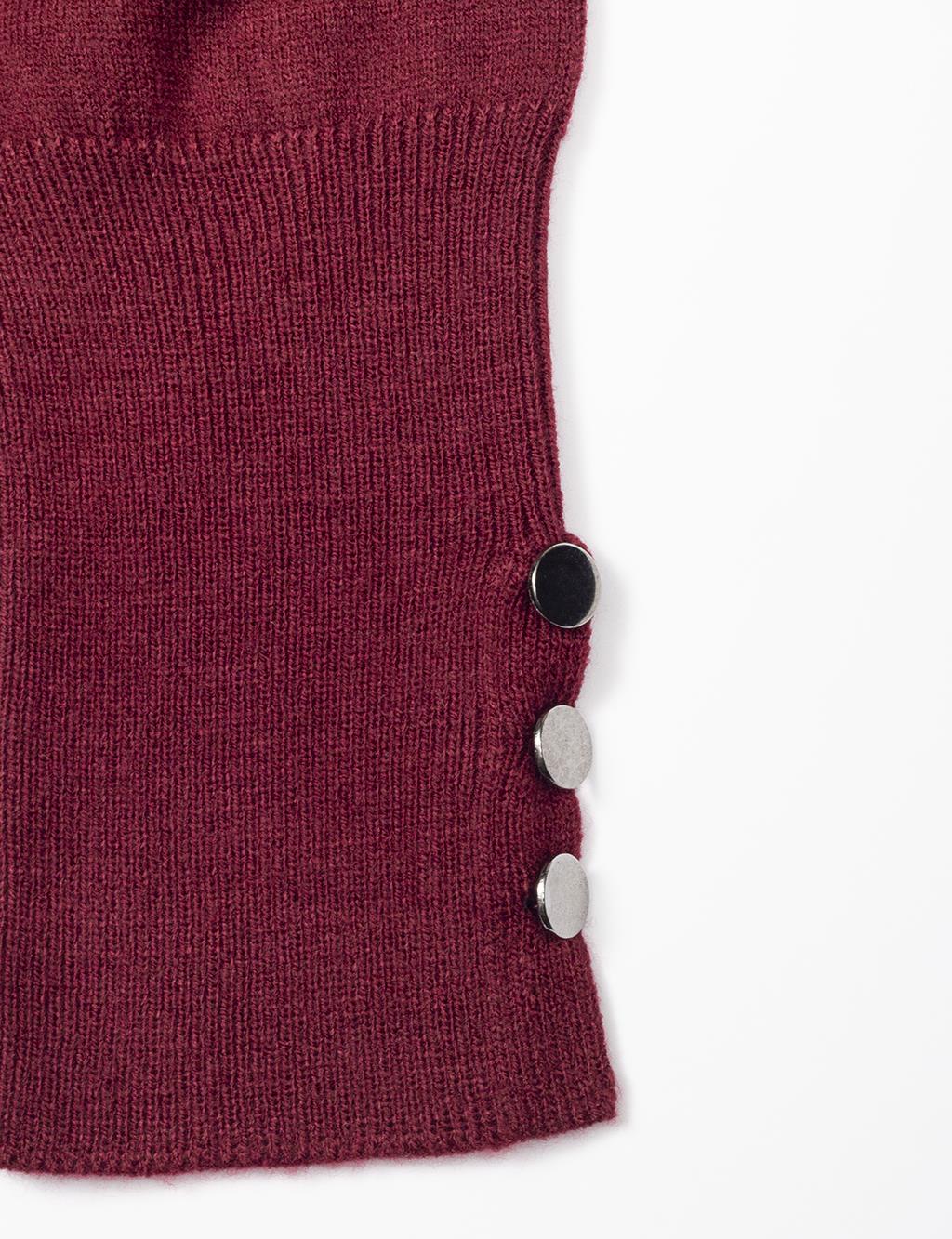 Turtleneck Basic Knitwear Tunic Claret Red