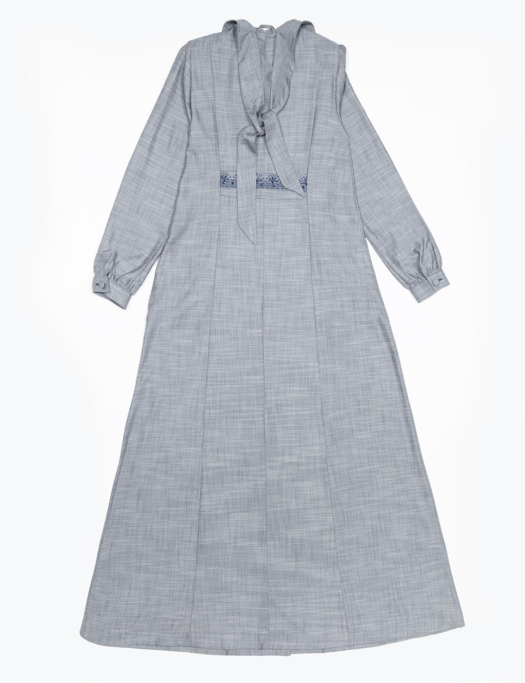 Baby Collar Button Detailed Dress Navy Blue