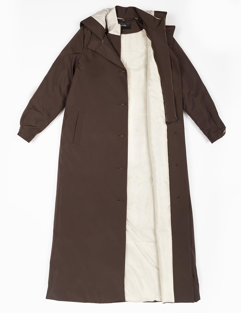 Hood Detailed Top Coat Dark Brown