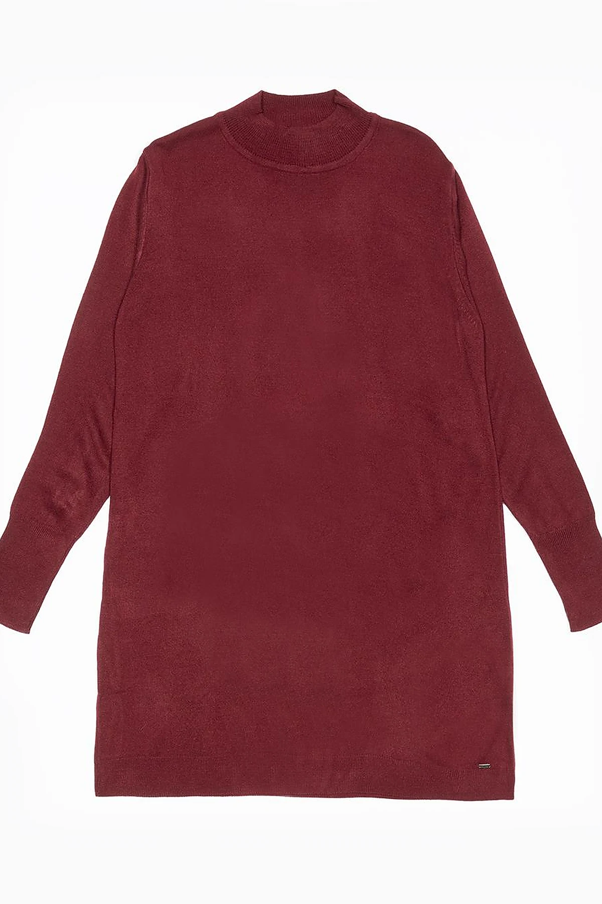 Turtleneck Basic Knitwear Tunic Claret Red