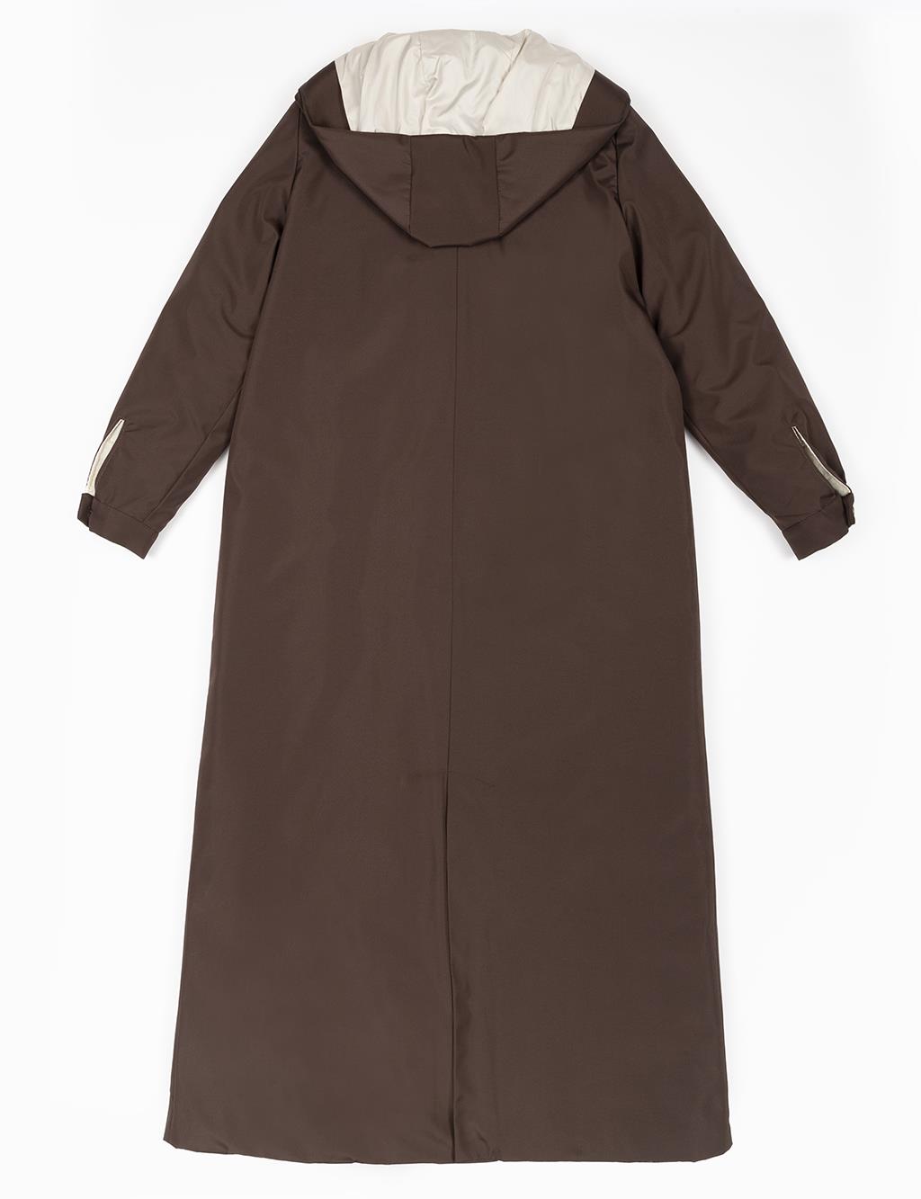 Hood Detailed Top Coat Dark Brown
