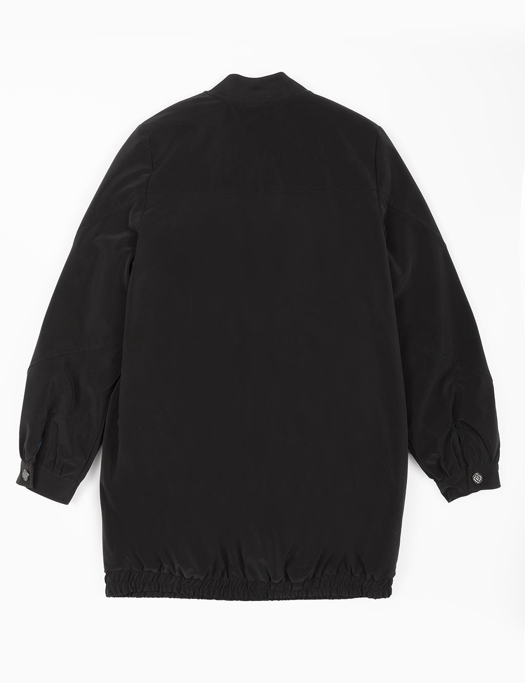 Ribbed Zip-Up Jacket in Black 