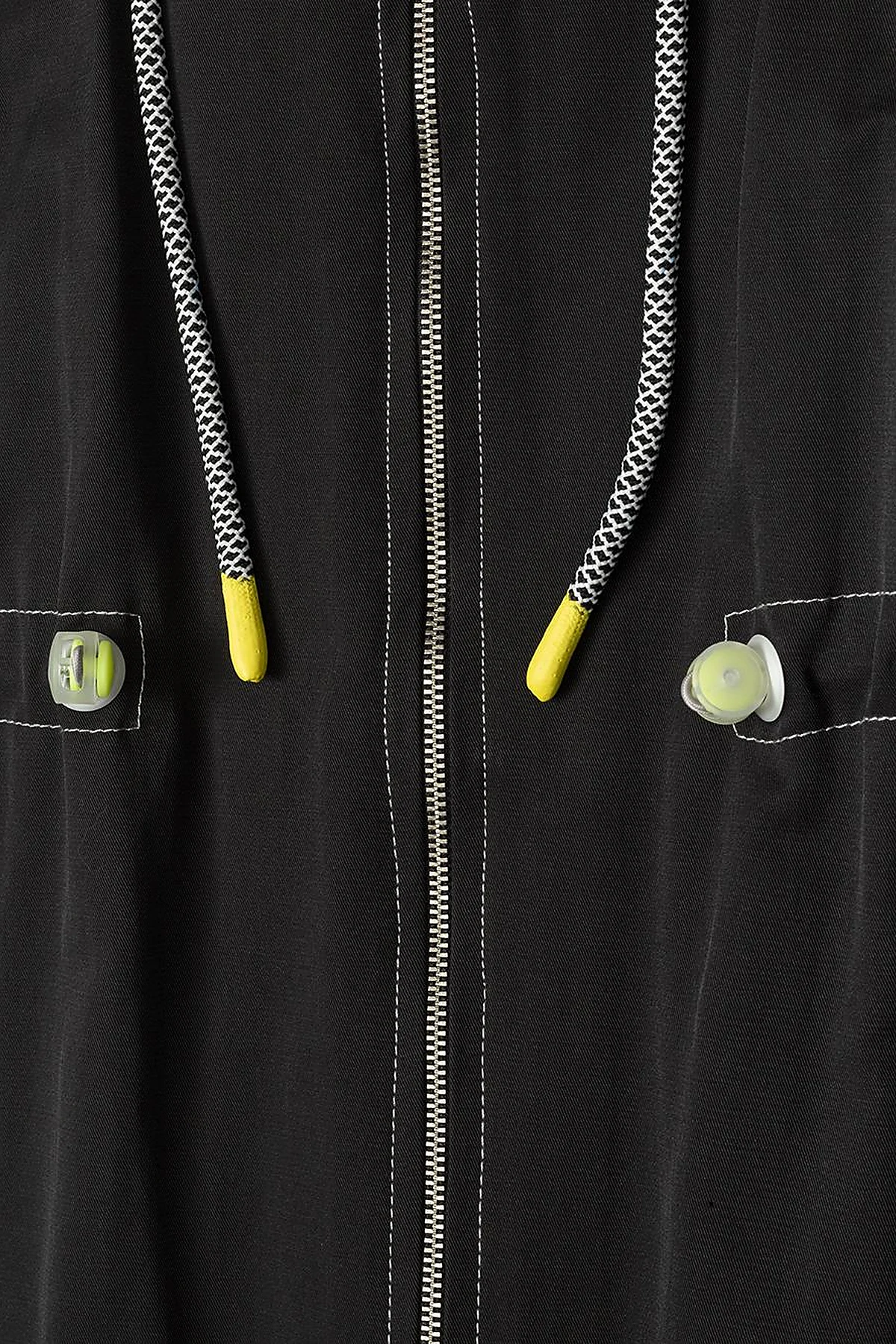 Adjustable Waist Hooded Anorak Coat Black
