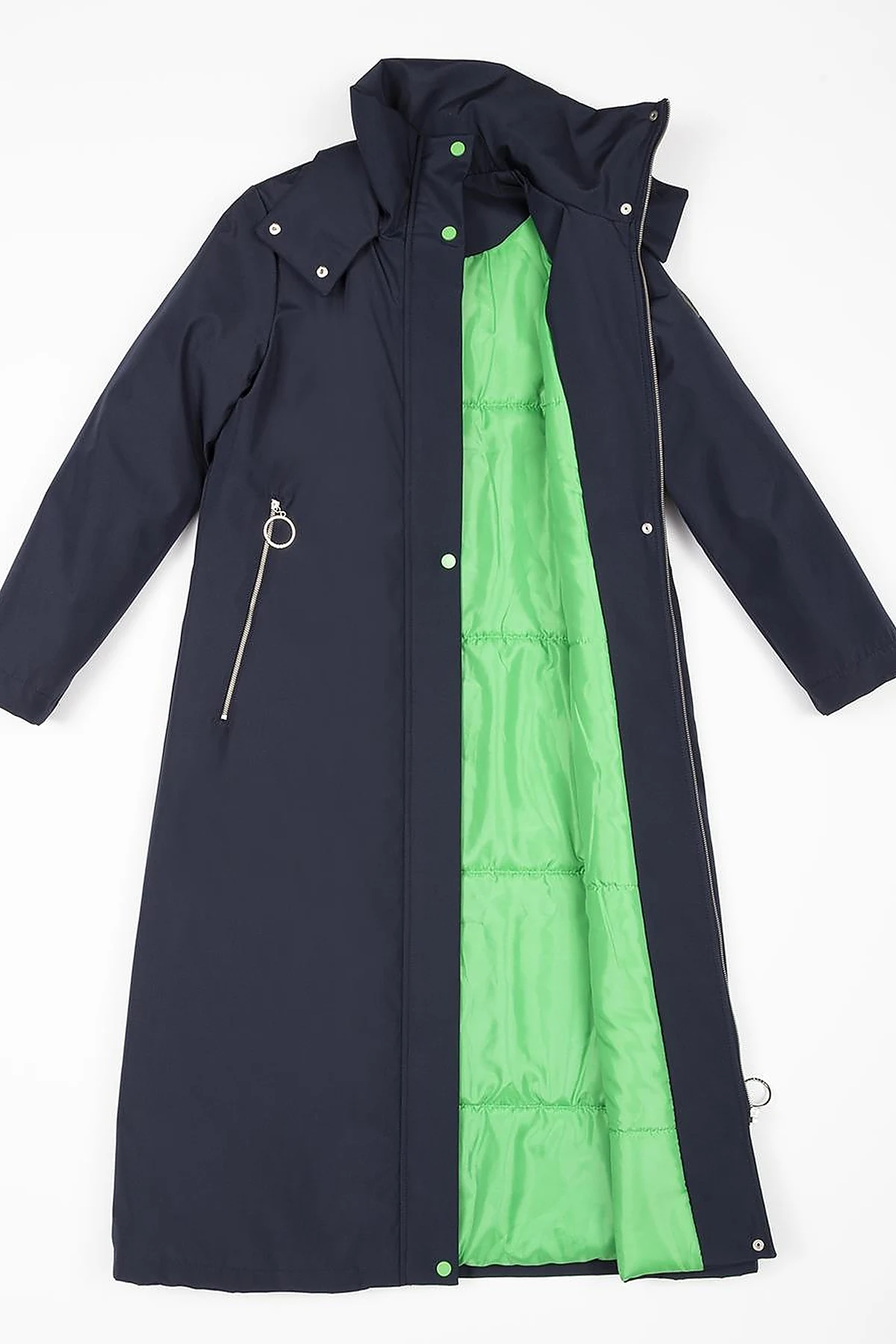 Hooded Stand Collar Dark Navy Blue