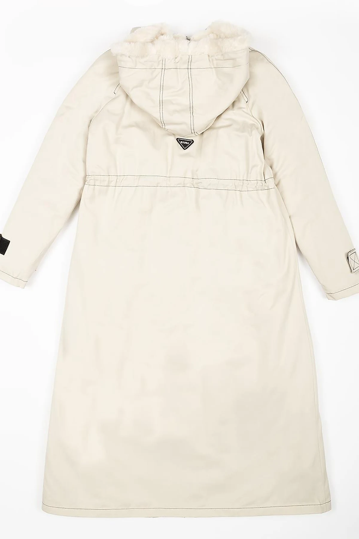 Adjustable Waist Hooded Anorak Coat Cream