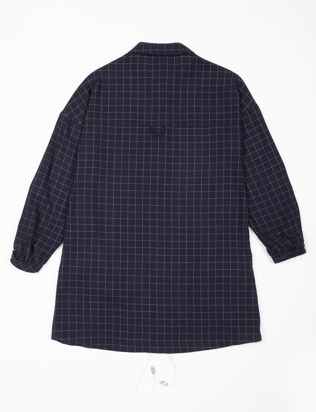 Shirt Collar Stone Detailed Tunic Navy Blue
