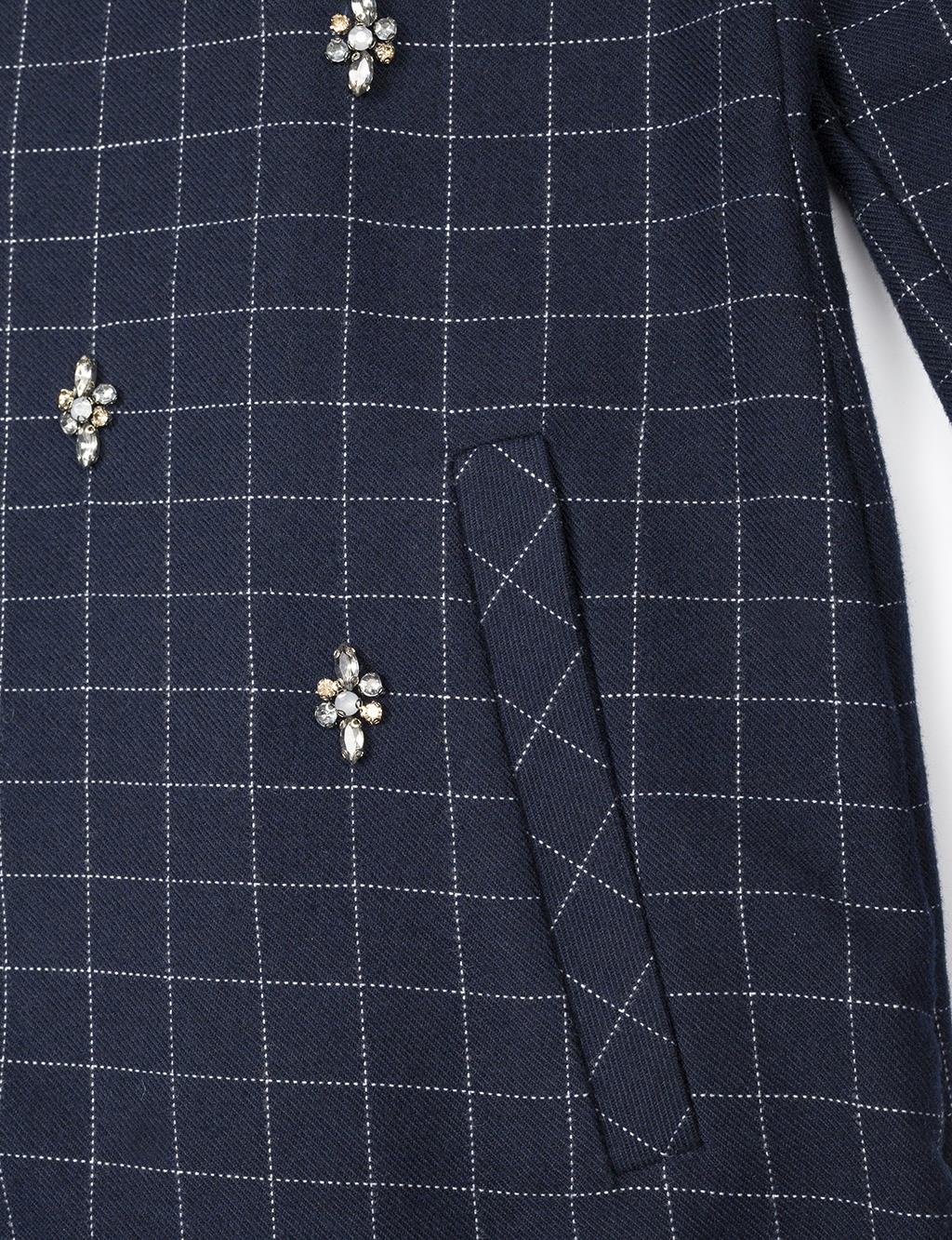 Shirt Collar Stone Detailed Tunic Navy Blue
