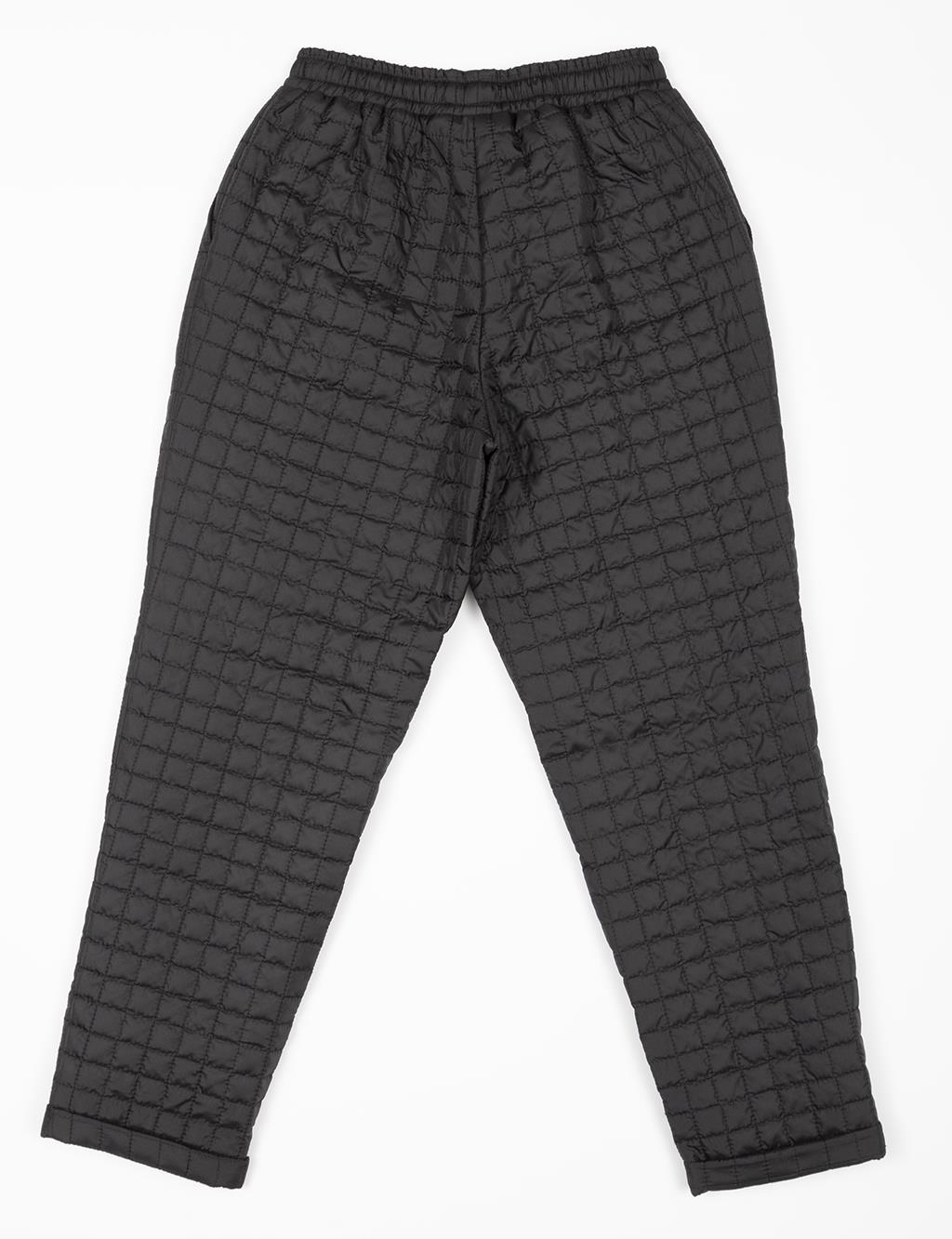 Quilted Patterned Elastic Waist Trousers Black