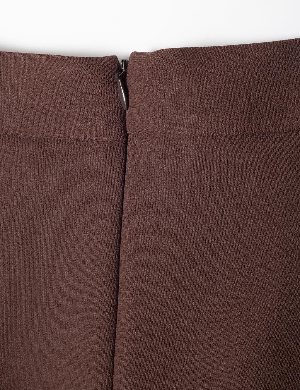 Zipper and Pleat Detailed Skirt Dark Brown