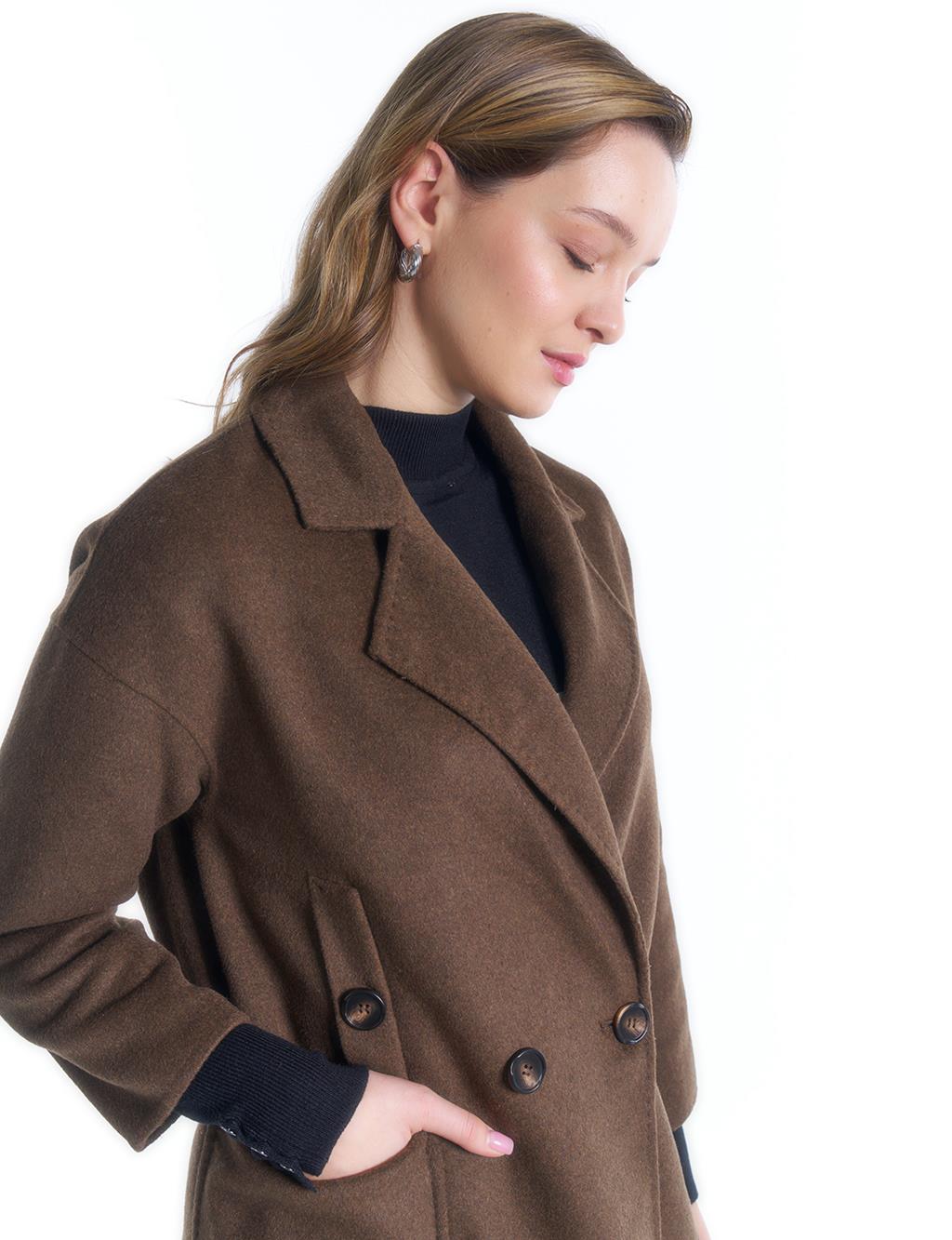 Deep Pocket Premium Wool Coat Dark Khaki