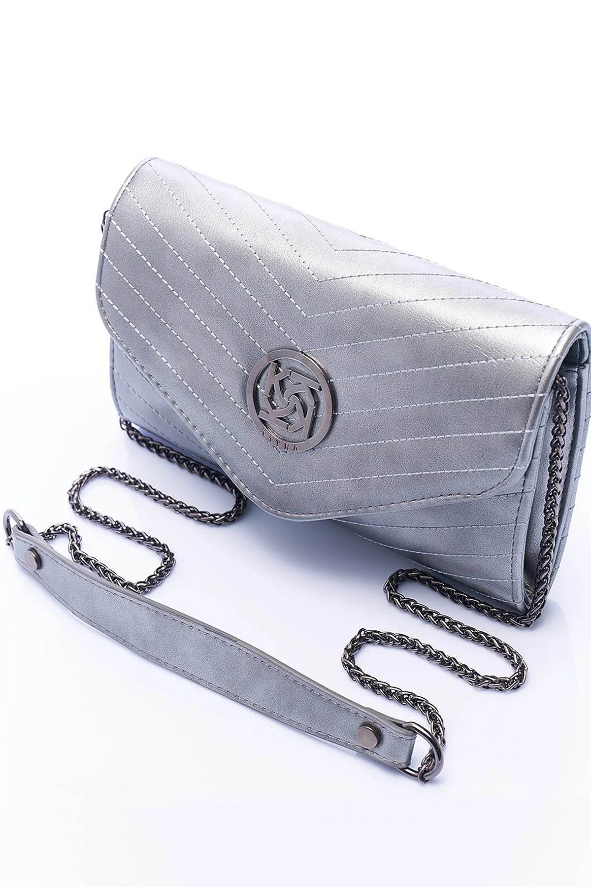 Envelope Form Bag with Logo Silver